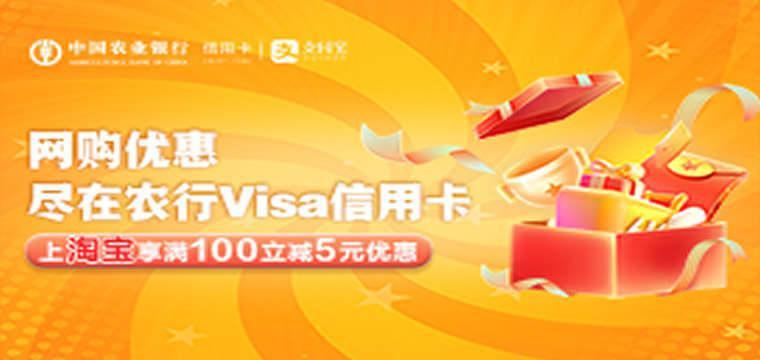 农业银行Visa双标信用卡在淘宝APP支付宝消费满额享立减（6-8月）